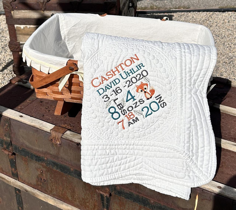 Everything Else Birth Stat Quilt-Fox 1 