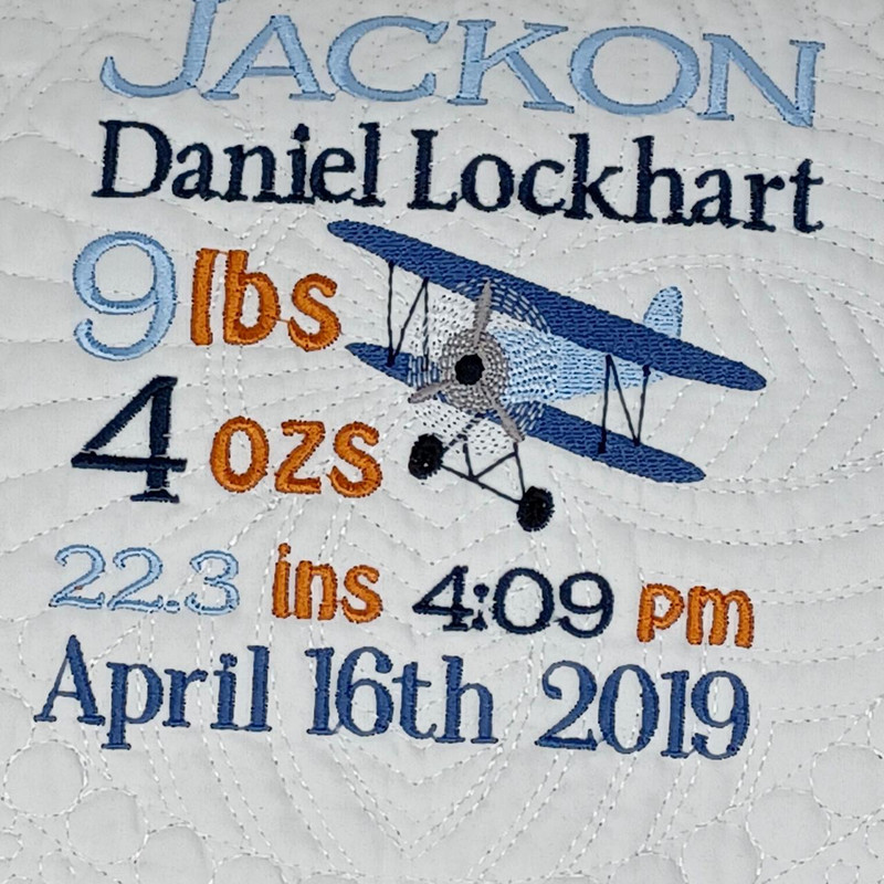 Everything Else Birth Stat Quilt- Plane 