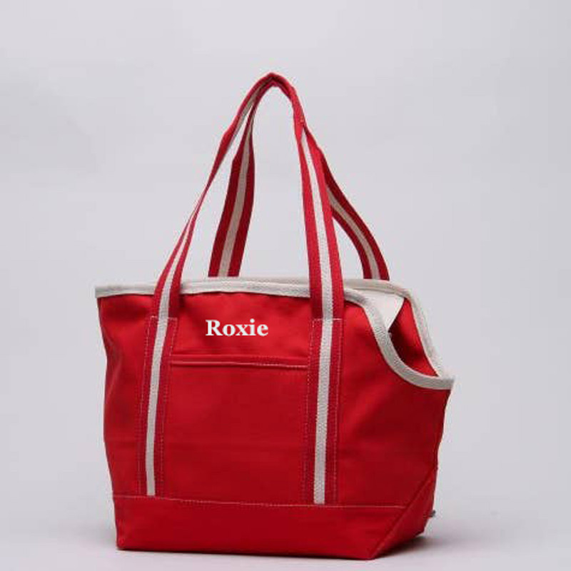 Pet Carrier, Red Canvas Puppy tote personalized