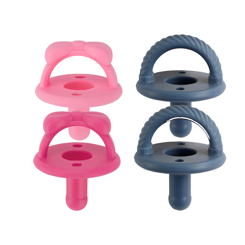 Itzy Ritzy Pacifier shown in Pink and Blue