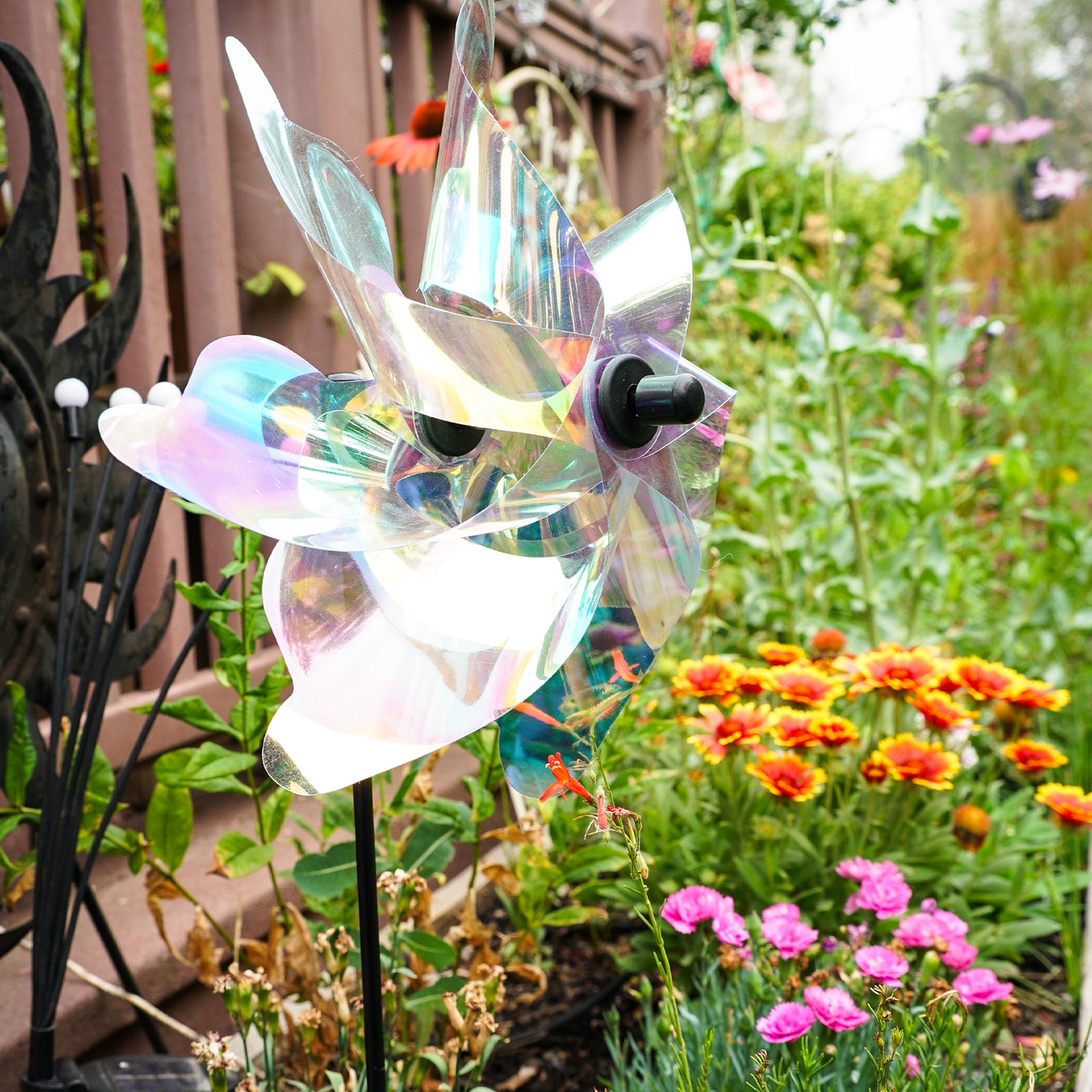 12-inch Iridescent Pinwheel Spinner - Kite Garden