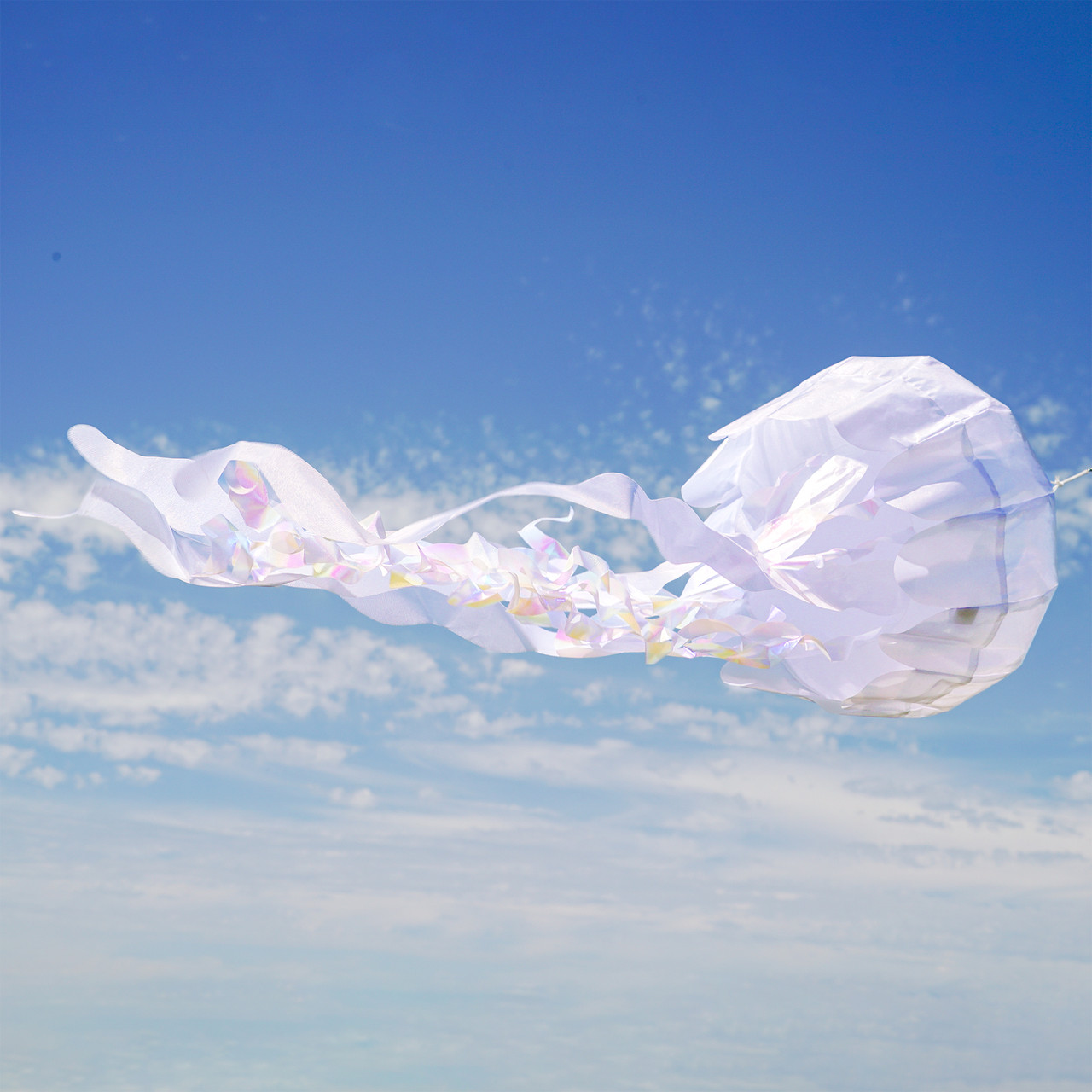 50-inch White Iridescent Jellyfish 3D Windsock - Kite Garden