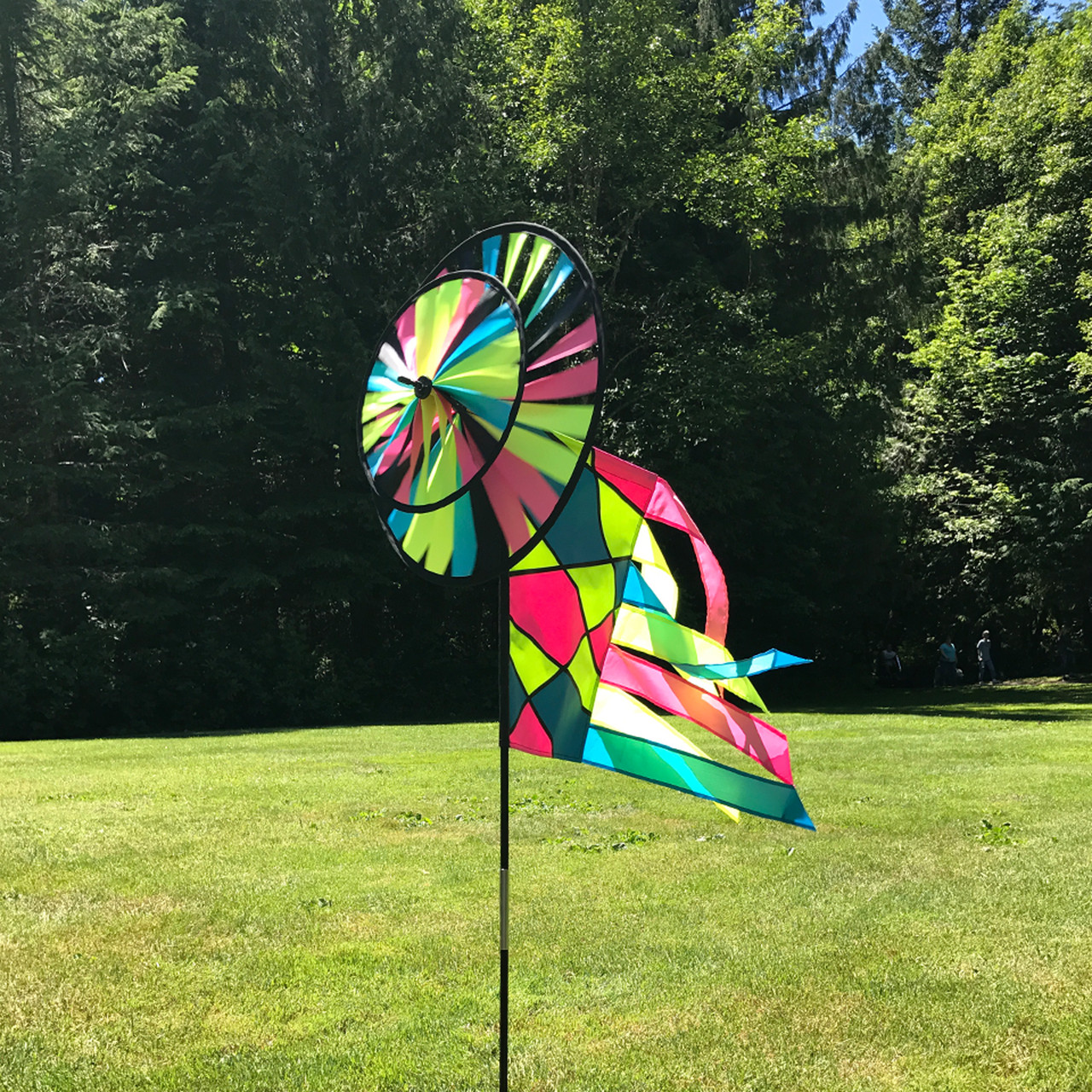 Wind Spinner Neon Colorblock with Garden Flag & Tails Kite Garden