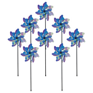 Iridescent 8-inch Pinwheel Spinner with Fiberglass Wand - 8 PC Iridescent 8-inch Pinwheel Spinner with Fiberglass Wand - 8 PC
