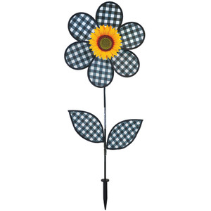 16-inch Gingham Sunflower Spinner with Leaves 16-inch Gingham Sunflower Spinner with Leaves
