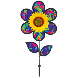 12-inch Blue Psychedelic Sunflower with Leaves