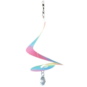 8-inch Striped Iridescent Tear Drop Curlie with Crystal Spinner 8-inch Striped Iridescent Tear Drop Curlie with Crystal Spinner