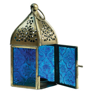 Blue Mini Square Tealight Lantern Blue Mini Square Tealight Lantern