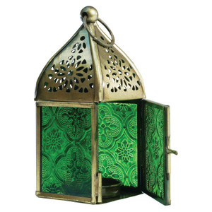 Green Mini Square Tealight Lantern 
