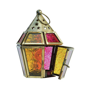 Pink & Yellow Mini Hex Tealight Lantern
