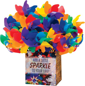 Rainbow Poly Petal Pinwheel 8-inch Spinners, 40 Pack
