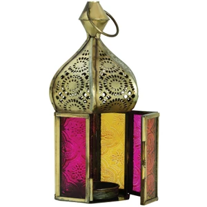 Pink & Yellow Medium Dome Hex Tealight Lantern