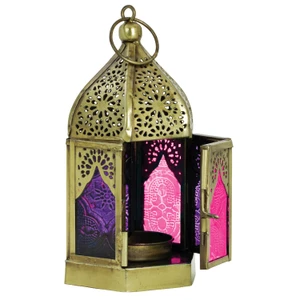 Purple & Pink Midi Hex Tealight Lantern