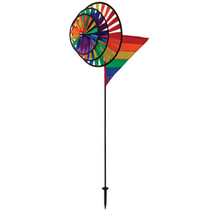 Wind Spinner - Rainbow Triple Wheel with Wind Sail Wind Spinner - Rainbow Triple Wheel with Wind Sail