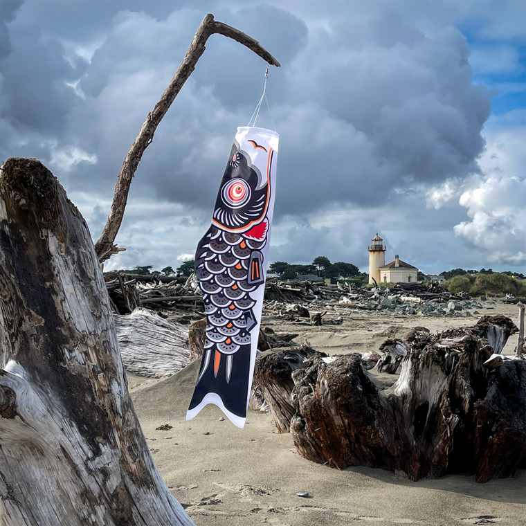 36-inch Black Koi Windsock