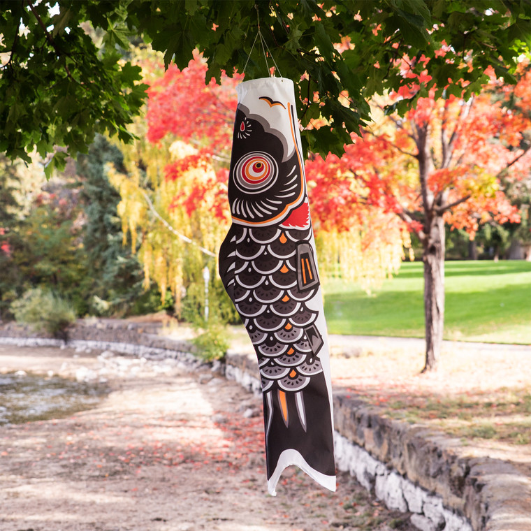 36-inch Black Koi Windsock