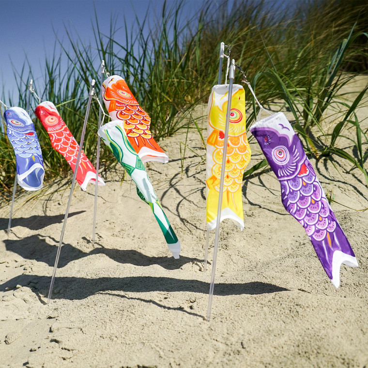 12-inch Koi Fish Windsock on a Wand - 6 PC
