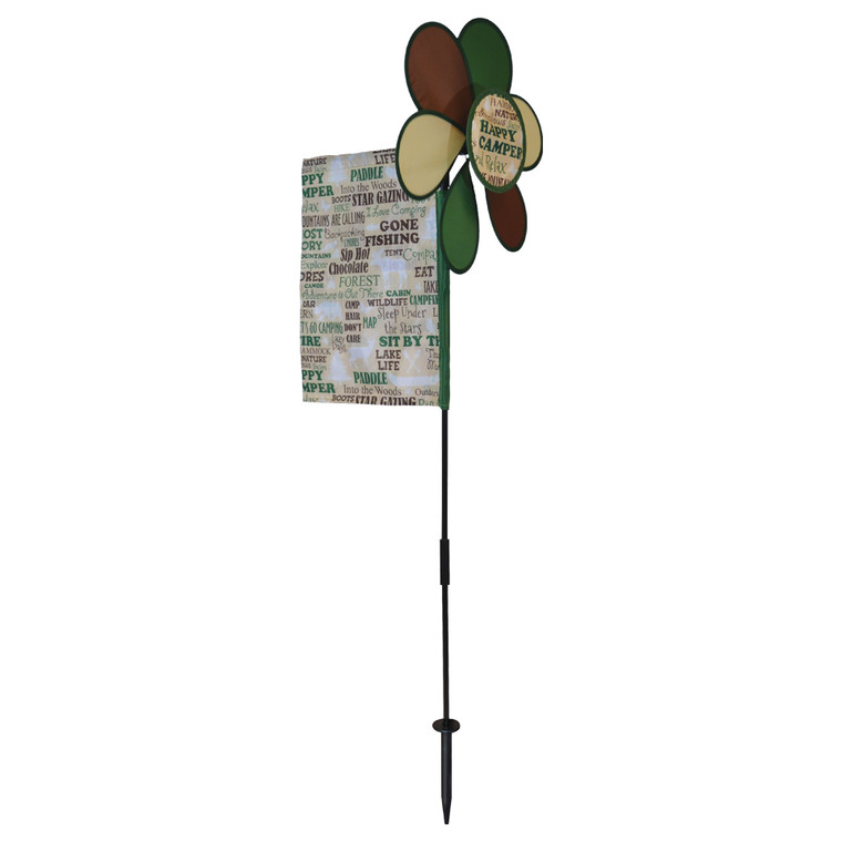 Happy Camper Flower Spinner with Garden Flag