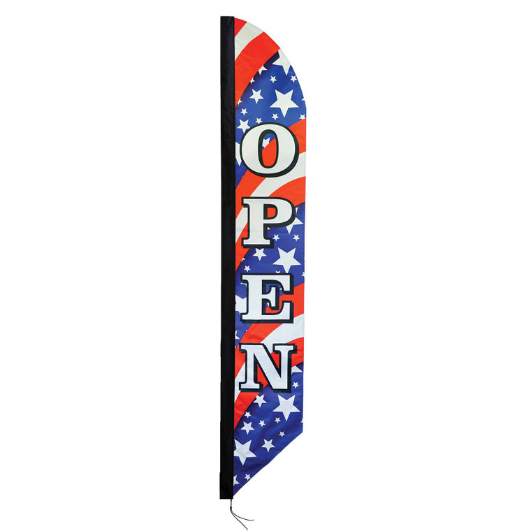 8-foot Heavy Duty Open Stars & Stripes Double Sided Feather Banner