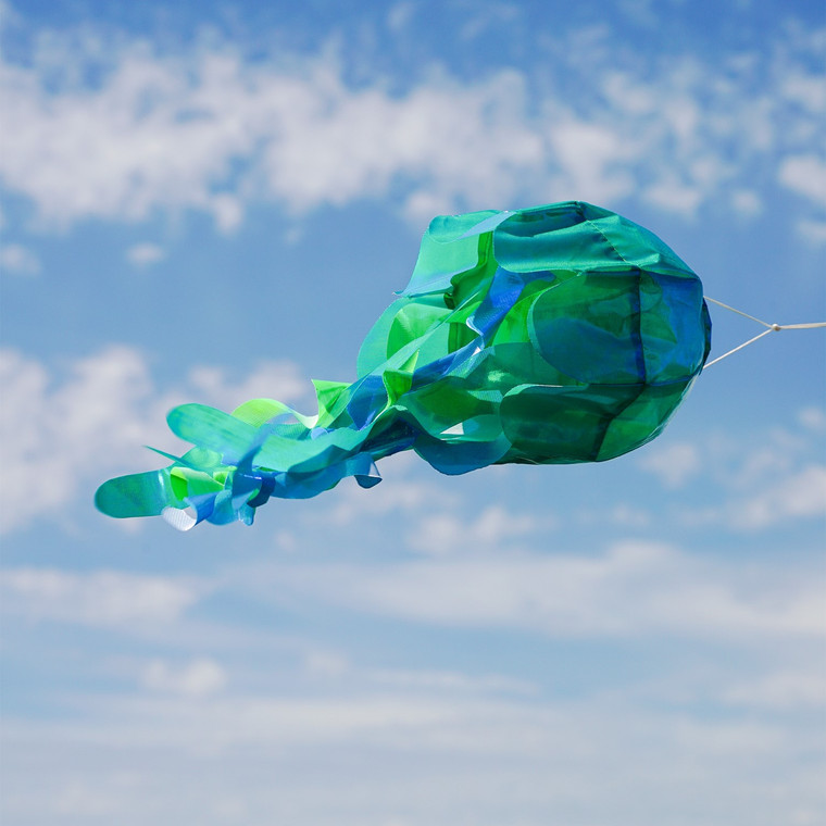 18" Teal Iridescent Jellyfish 3D Windsock