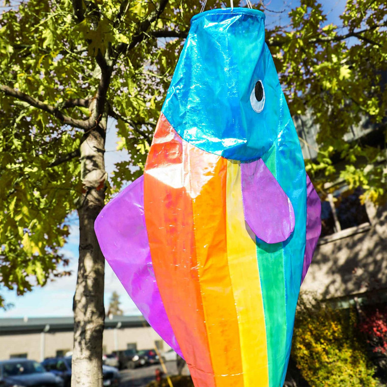 48" Iridescent Rainbow Fishy Windsock