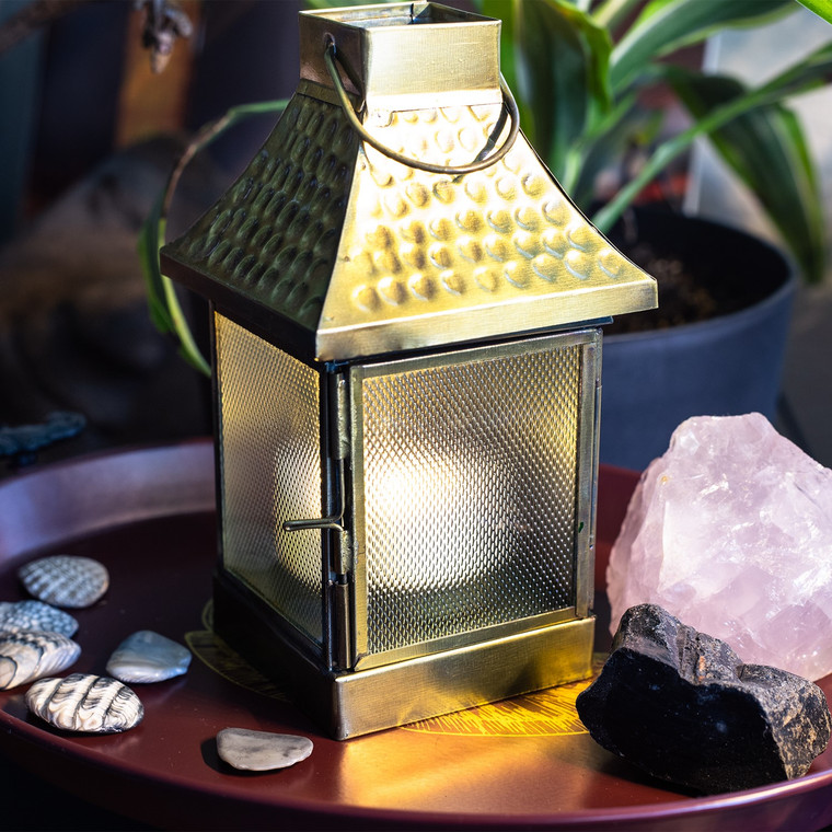 Clear Medium Hammered Square Tealight Lantern