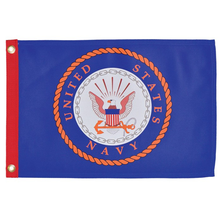 Grommet Flag - 12" x 18" Navy Emblem
