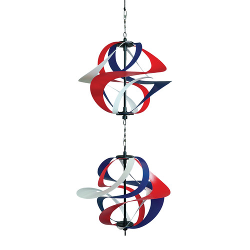 Red, White and Blue Poly Vortex Double Spinner - Kite Garden