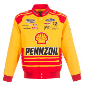 2024 Joey Logano JH Design NASCAR Pennzoil Yellow Full-Snap Jacket 2024 Joey Logano JH Design NASCAR Pennzoil Yellow Full-Snap Jacket