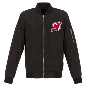 New Jersey Devils JH Design Lightweight Nylon Bomber Jacket – Black New Jersey Devils JH Design Lightweight Nylon Bomber Jacket – Black