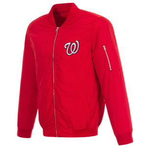 Washington Nationals JH Design Lightweight Nylon Bomber Jacket – Red Washington Nationals JH Design Lightweight Nylon Bomber Jacket – Red