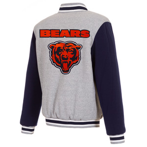 Chicago Bears Two-Tone Reversible Fleece Jacket - Gray/Navy Chicago Bears Two-Tone Reversible Fleece Jacket - Gray/Navy