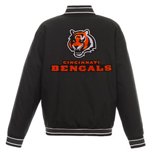 Cincinnati Bengals Poly Twill Varsity Jacket - Black