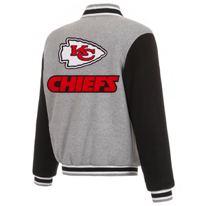 Kansas City Chiefs Two-Tone Reversible Fleece Jacket - Gray/Black Kansas City Chiefs Two-Tone Reversible Fleece Jacket - Gray/Black