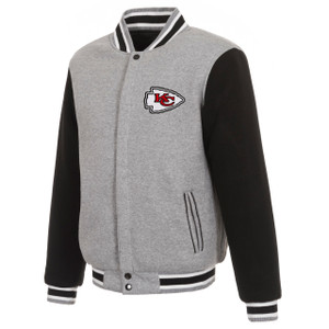 Kansas City Chiefs Two Tone Reversible Fleece Jacket - Gray/Black Kansas City Chiefs Two Tone Reversible Fleece Jacket - Gray/Black
