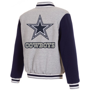 Dallas Cowboys Two-Tone Reversible Fleece Jacket - Gray/Navy Dallas Cowboys Two-Tone Reversible Fleece Jacket - Gray/Navy