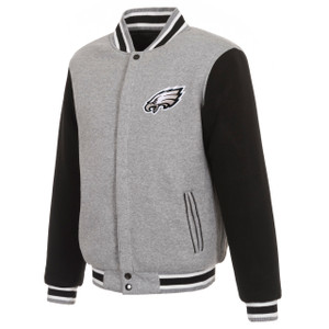 Philadelphia Eagles Two Tone Reversible Fleece Jacket - Gray/Black