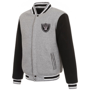 Las Vegas Raiders Two Tone Reversible Fleece Jacket - Gray/Black