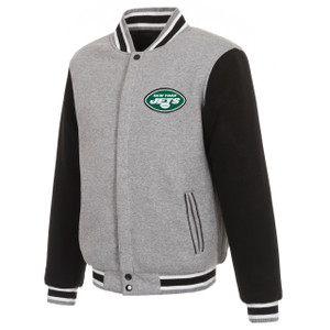 New York Jets Two Tone Reversible Fleece Jacket - Gray/Black New York Jets Two Tone Reversible Fleece Jacket - Gray/Black