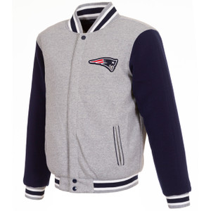 New England Patriots Two Tone Reversible Fleece Jacket - Gray/Navy New England Patriots Two Tone Reversible Fleece Jacket - Gray/Navy