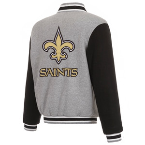 New Orleans Saints Two-Tone Reversible Fleece Jacket - Gray/Black New Orleans Saints Two-Tone Reversible Fleece Jacket - Gray/Black
