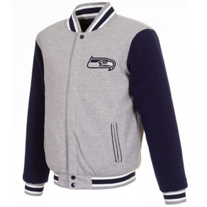 Seattle Seahawks Two Tone Reversible Fleece Jacket - Gray/Navy Seattle Seahawks Two Tone Reversible Fleece Jacket - Gray/Navy