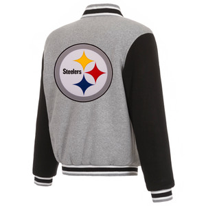 Pittsburgh Steelers Two-Tone Reversible Fleece Jacket - Gray/Black Pittsburgh Steelers Two-Tone Reversible Fleece Jacket - Gray/Black