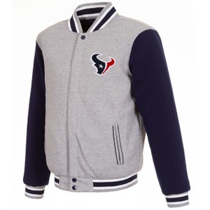 Houston Texans Two Tone Reversible Fleece Jacket - Gray/Navy Houston Texans Two Tone Reversible Fleece Jacket - Gray/Navy