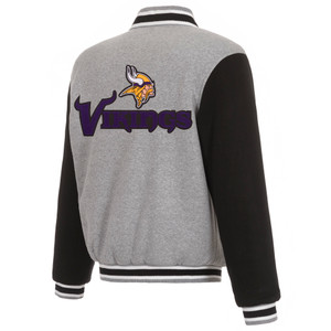 Minnesota Vikings Two-Tone Reversible Fleece Jacket - Gray/Black Minnesota Vikings Two-Tone Reversible Fleece Jacket - Gray/Black