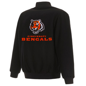 Cincinnati Bengals Wool Reversible Jacket w/ Embroidered Logos - Black Cincinnati Bengals Wool Reversible Jacket w/ Embroidered Logos - Black