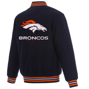 Denver Broncos Reversible Wool Embroidered Jacket Navy Denver Broncos Reversible Wool Embroidered Jacket Navy