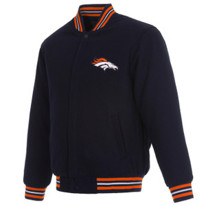 Denver Broncos Reversible Wool Embroidered Jacket - Navy Red Denver Broncos Reversible Wool Embroidered Jacket - Navy Red