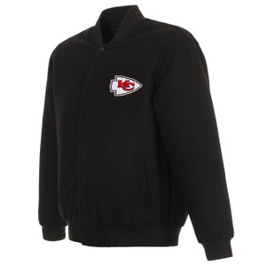 Kansas City Chiefs Wool Reversible Jacket Embroidered Logos - Black Kansas City Chiefs Wool Reversible Jacket Embroidered Logos - Black