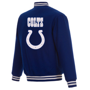 Indianapolis Colts Reversible Wool Embroidered Jacket - Royal Indianapolis Colts Reversible Wool Embroidered Jacket - Royal